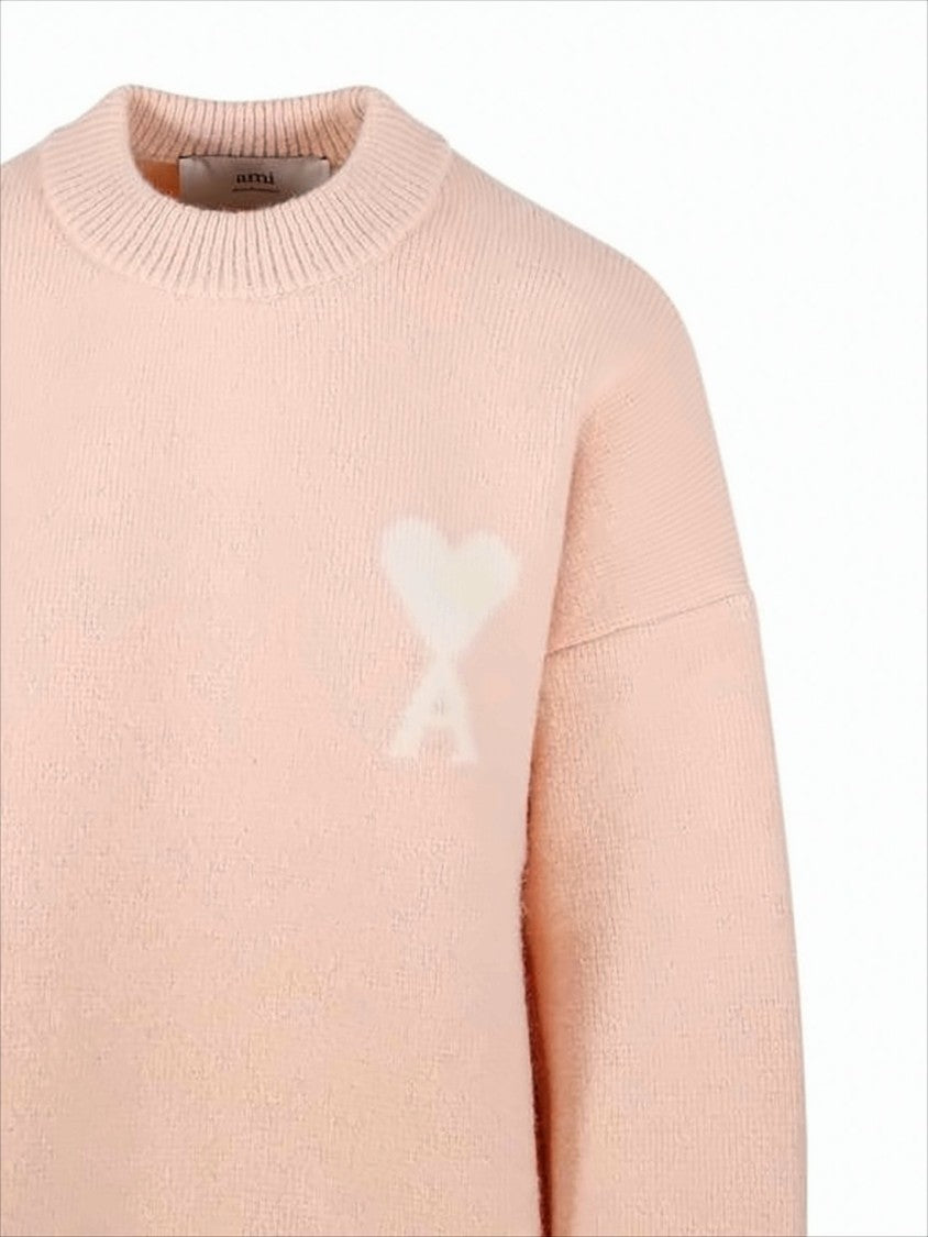 Ami Paris Relaxed Fit Alpaca Wool Crewneck Sweater