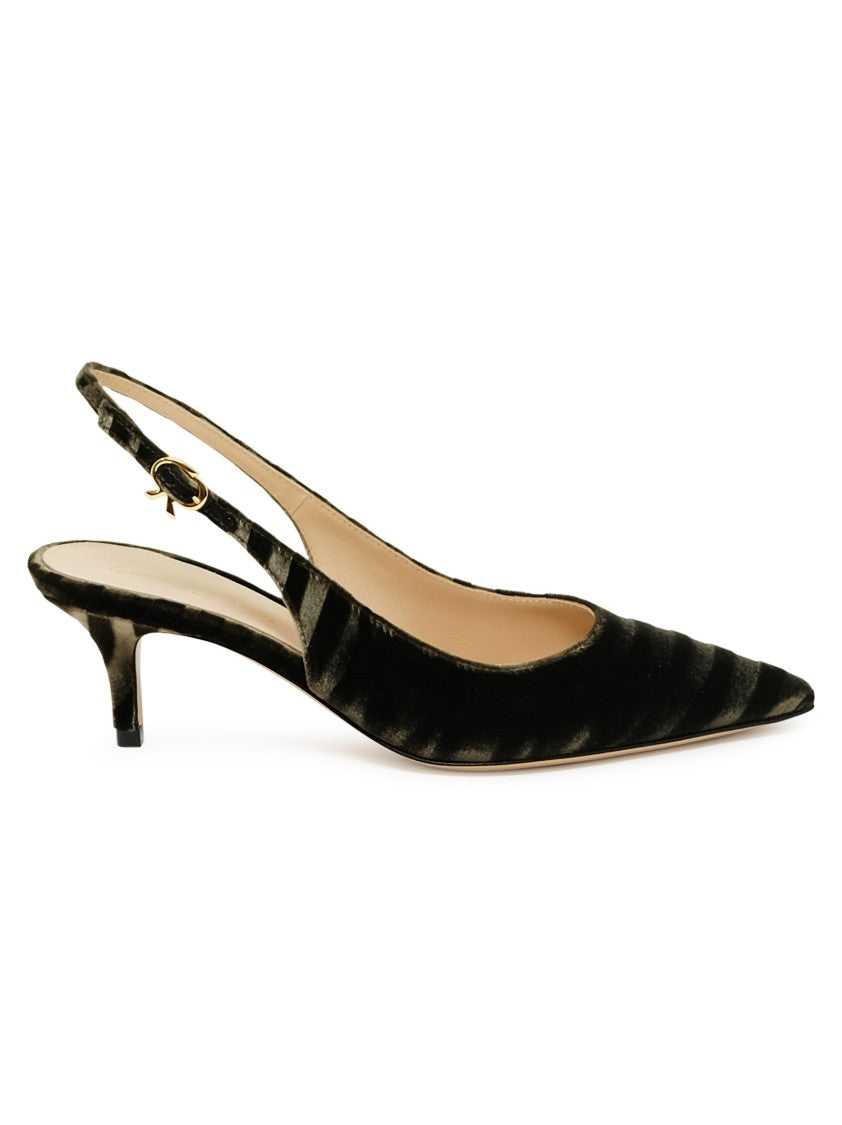 Gianvito Rossi Mink Zebra Print Velvet Pumps