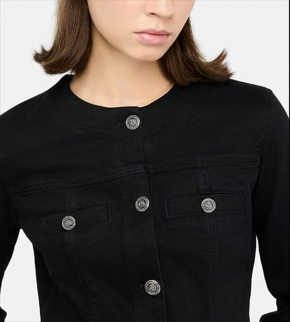 Liu Jo Fitted Stretch Denim Jacket With Gold-Tone Accents