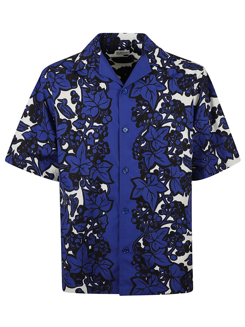 Burberry Short-Sleeved Floral Print Shirt With Classic Collar