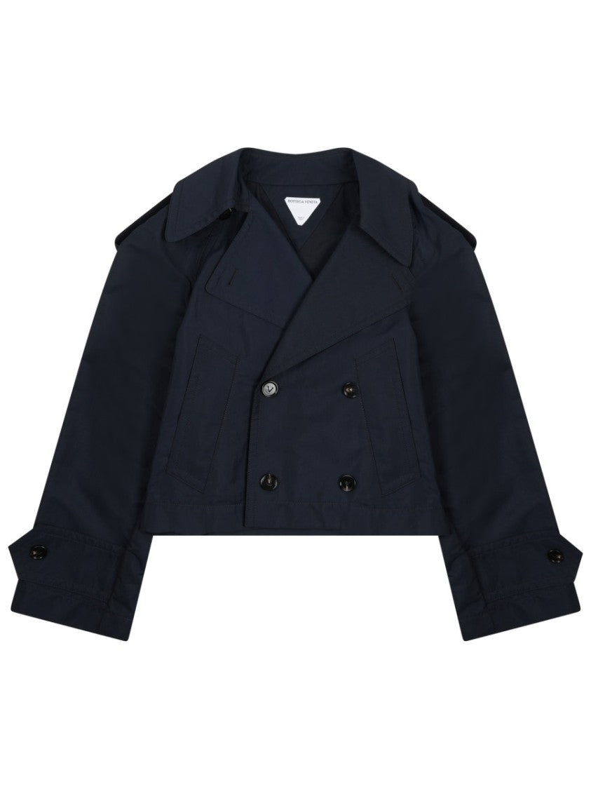Bottega Veneta Cropped Double-Breasted Cotton Trench Jacket