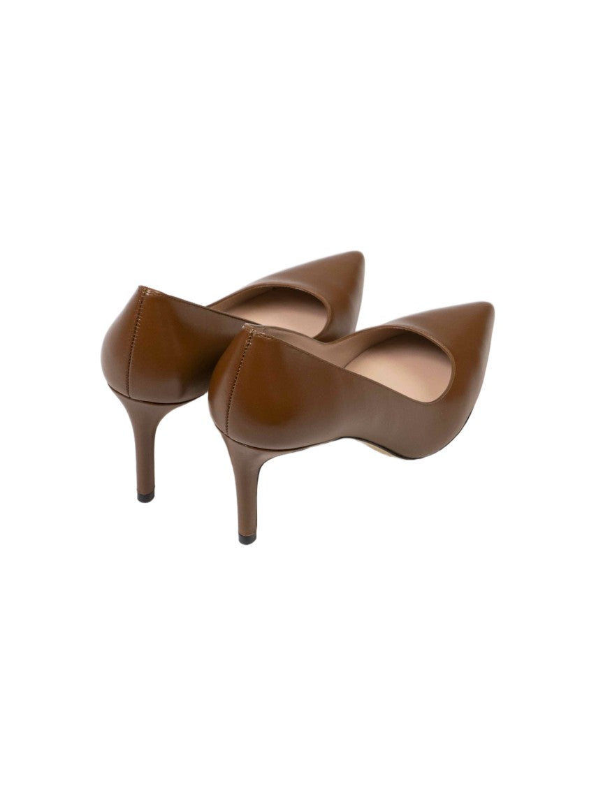Stuart Weitzman Brown Leather Stuart Power 75 Pointed-Toe Pumps