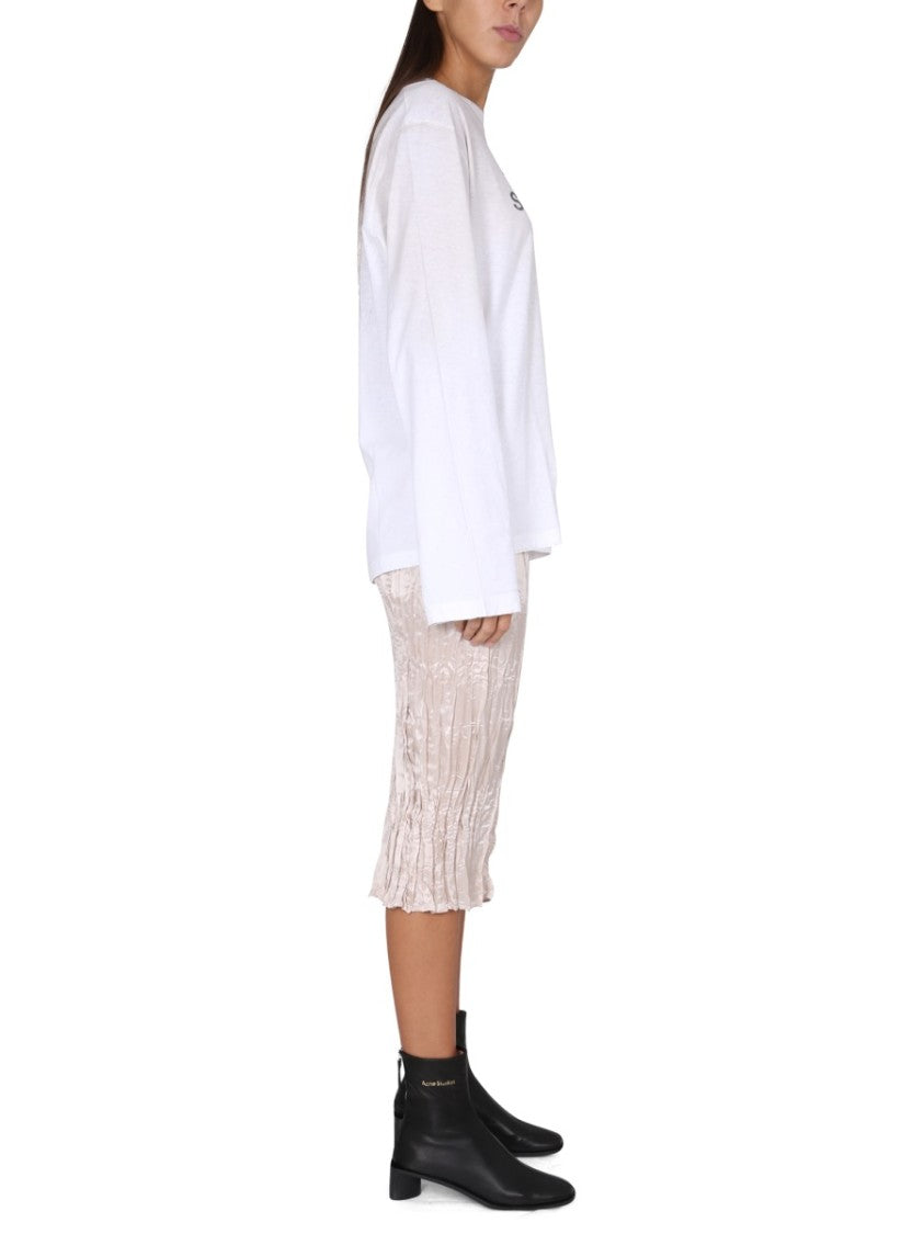 Acne Studios Crinkled Midi Skirt With Ruffle Hem And Back Slit