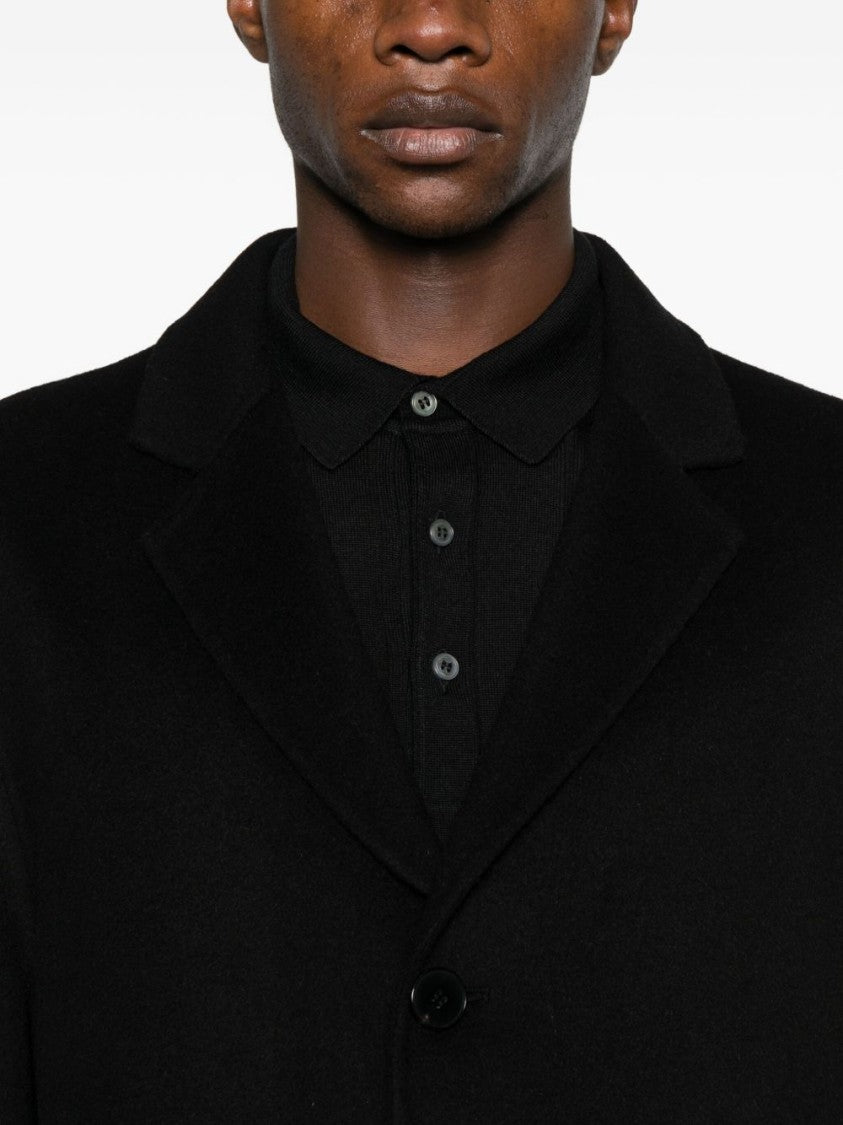 Amaranto Tailored Black Coat With Classic Lapel