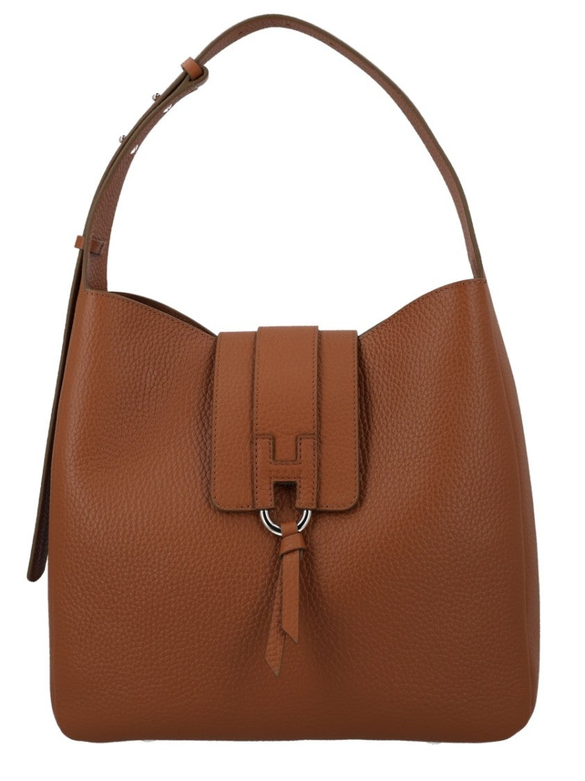 Hogan Trend Calfskin Tassel Flap Hobo Bag