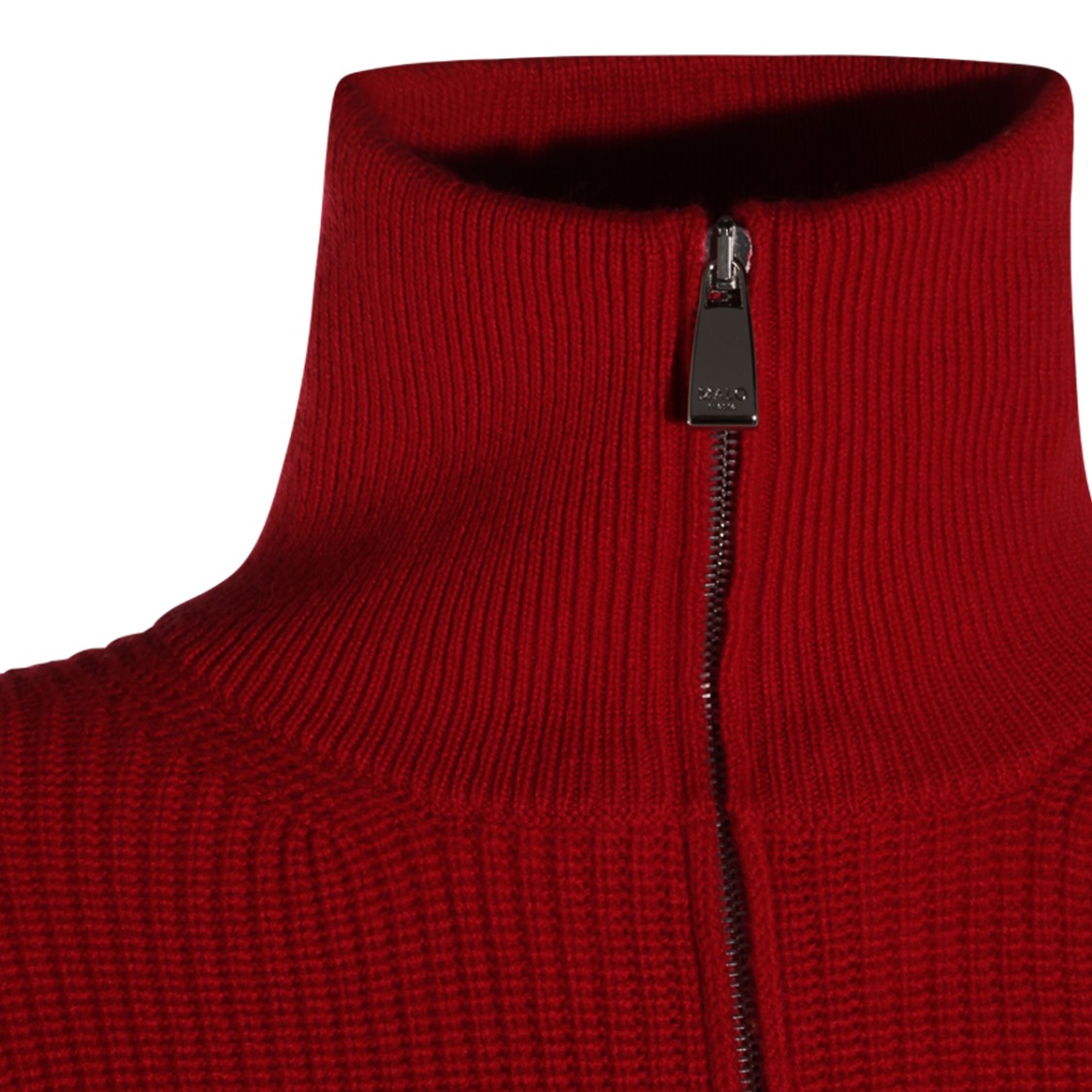 Malo Power Red Half-Zip Cashmere Turtleneck Top