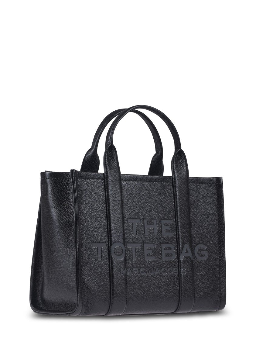 Marc Jacobs Structured Black Leather Tote Bag With Dual Top Handles