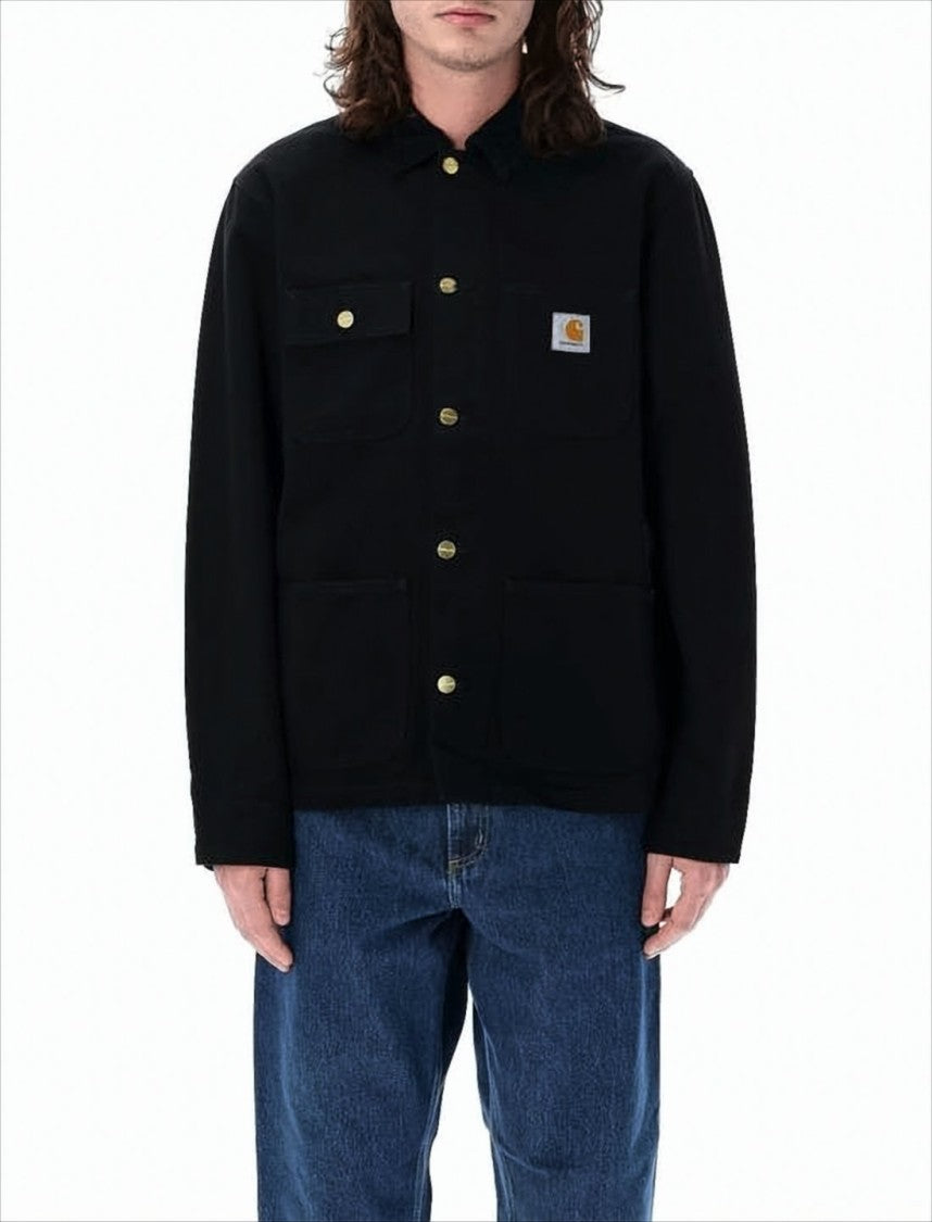 Carhartt Wip Black Cotton Jacket With Classic Collar