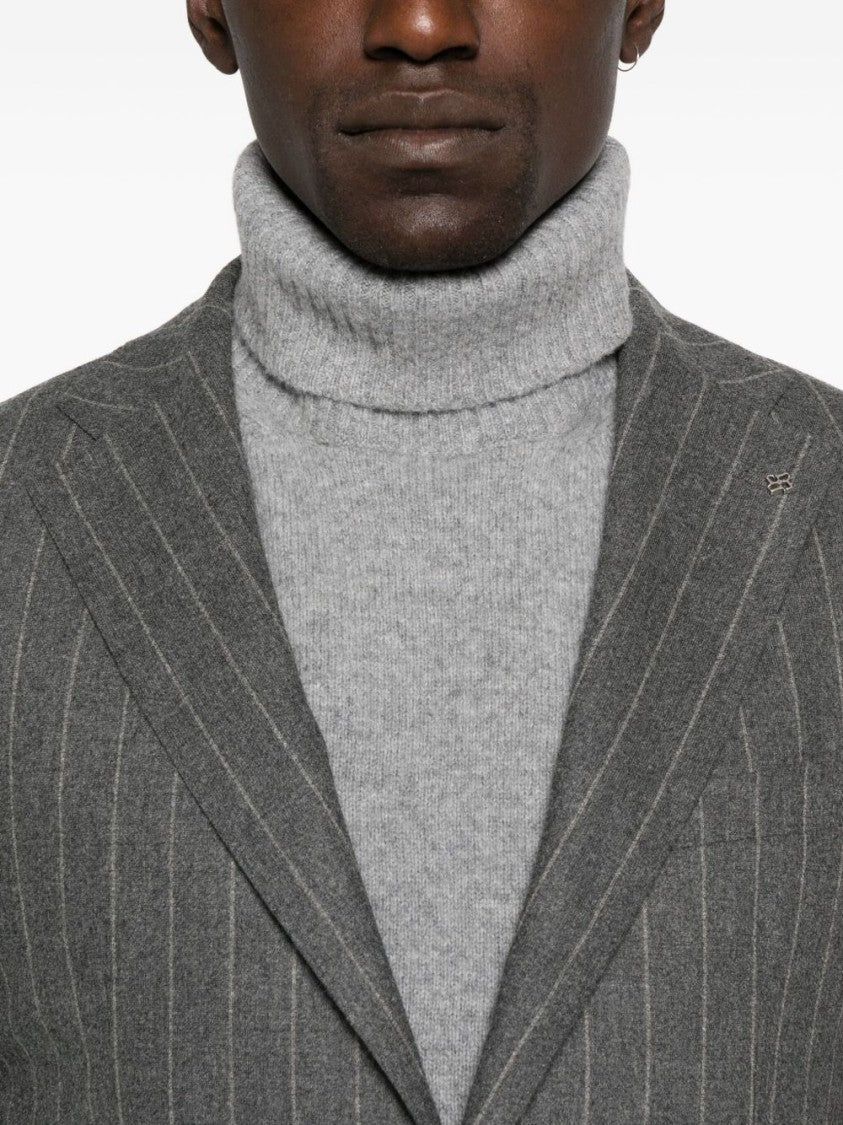 Tagliatore Tailored Grey Suit With Subtle Pinstripe Pattern