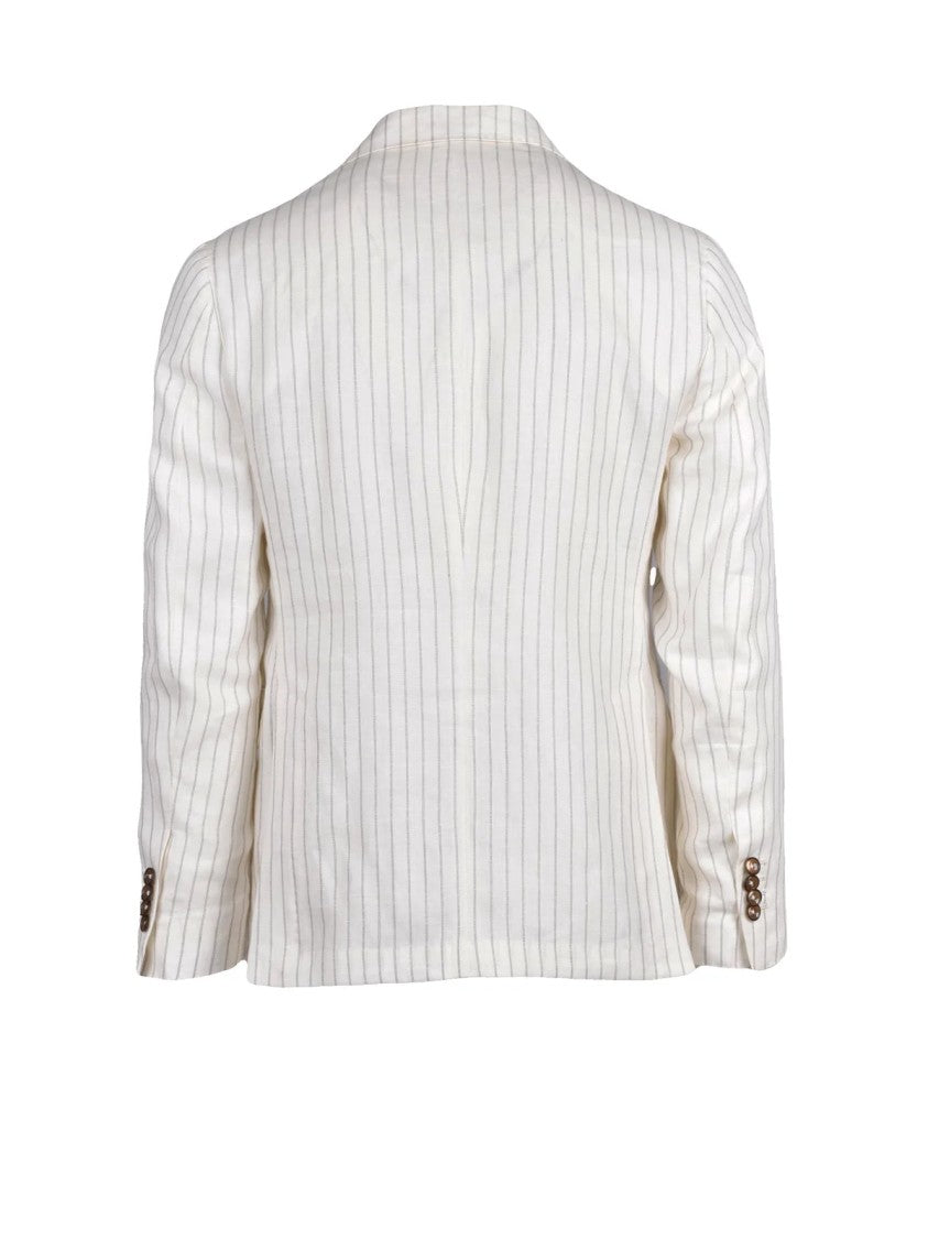 Lab 001 White Linen Double-Breasted Formal Suit