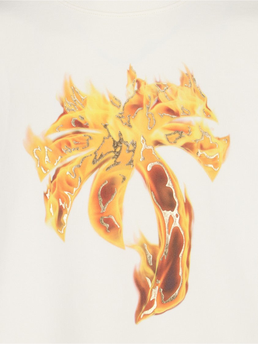 Palm Angels Burning Palm Printed Sweatshirt – Off-White