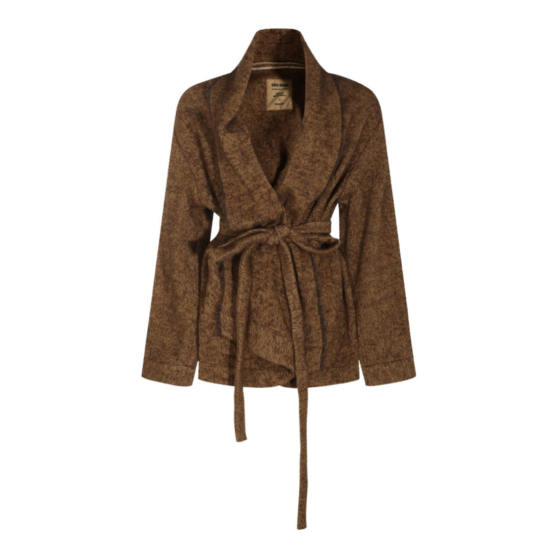 Uma Wang Brown Textured Shawl-Collar Belted Jacket