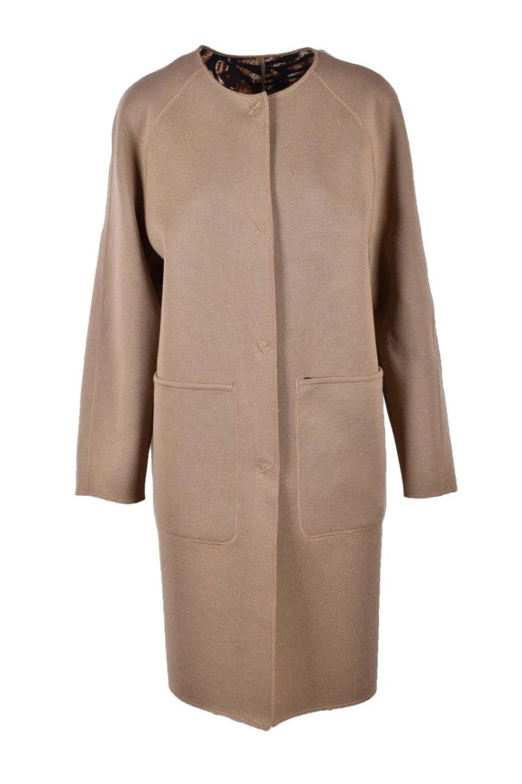 Fuzzi Virgin Wool Coat - Beige