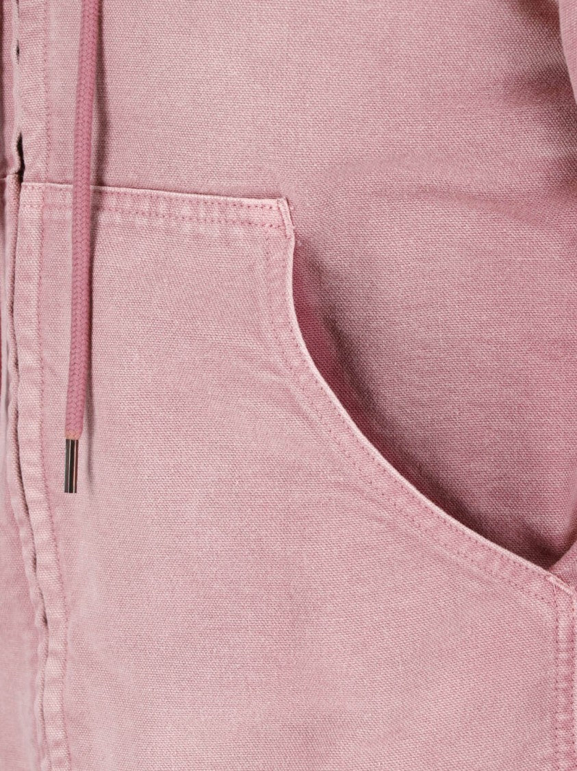 Auralee Pink Cropped Hooded Fleece Lined Jacket