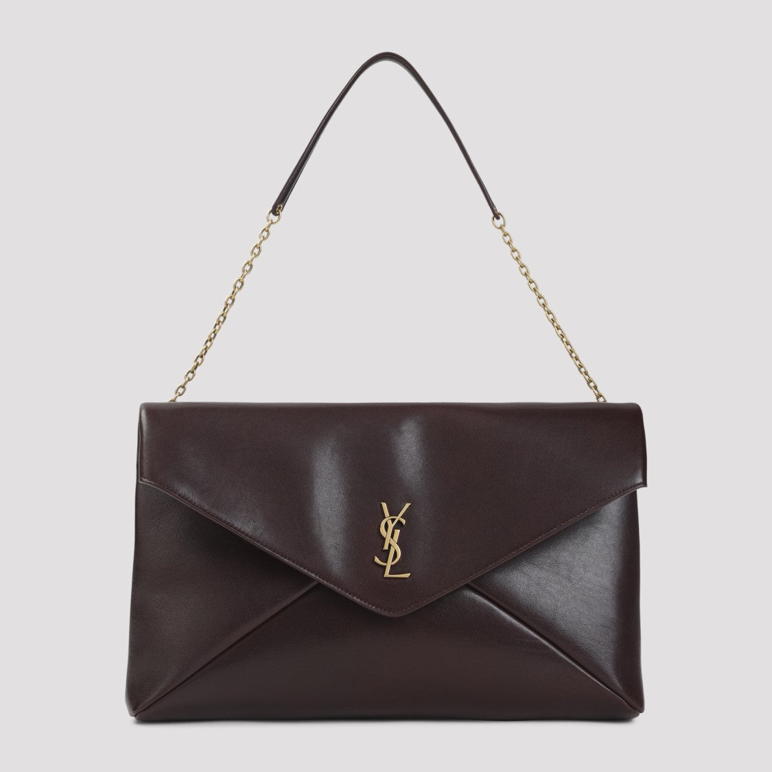 Saint Laurent Envelope-Style Handbag In Smooth Dark Calf Leather