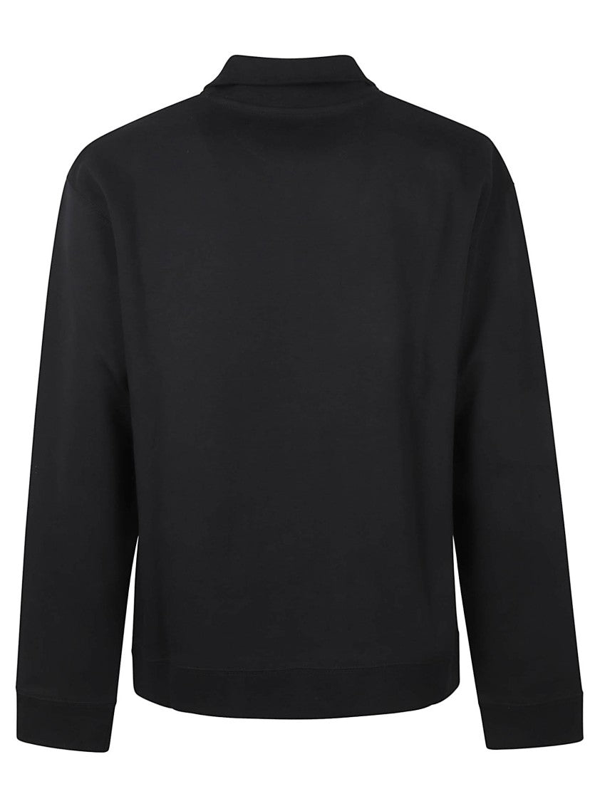 Valentino Garavani Half-Zip Black Sweater With High Collar And Ribbed Details