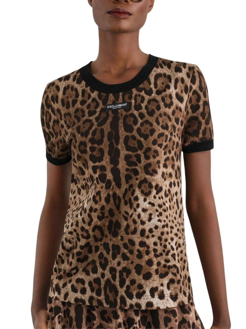 Dolce & Gabbana Tshirt Leopard Print Cotton T-Shirt