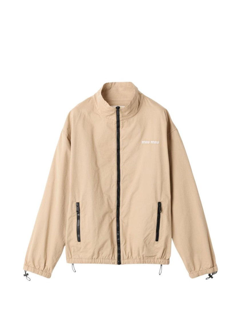 Miu Miu Relaxed-Fit High Collar Jacket With Adjustable Drawstrings