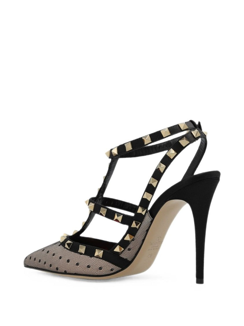 Valentino Garavani Pointed-Toe Sheer Mesh Studded Pumps