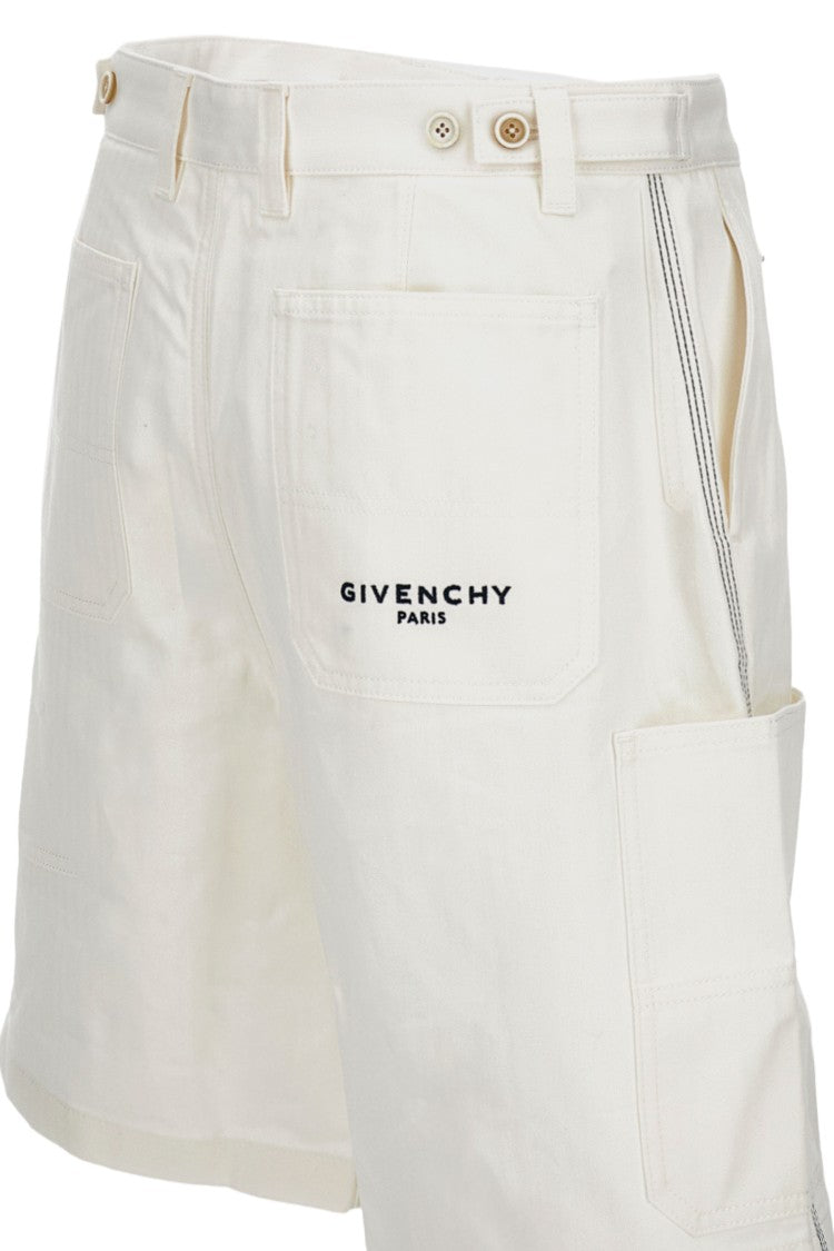Givenchy Denim Shorts With Front Patch Pockets And Frayed Hem