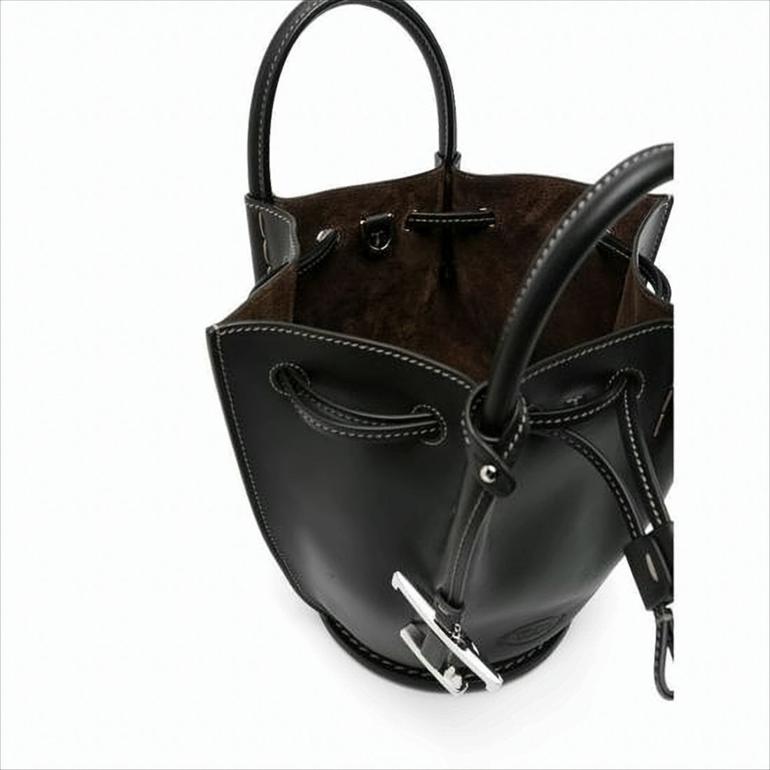 Tod's Structured Black Calf Leather Tote Bag