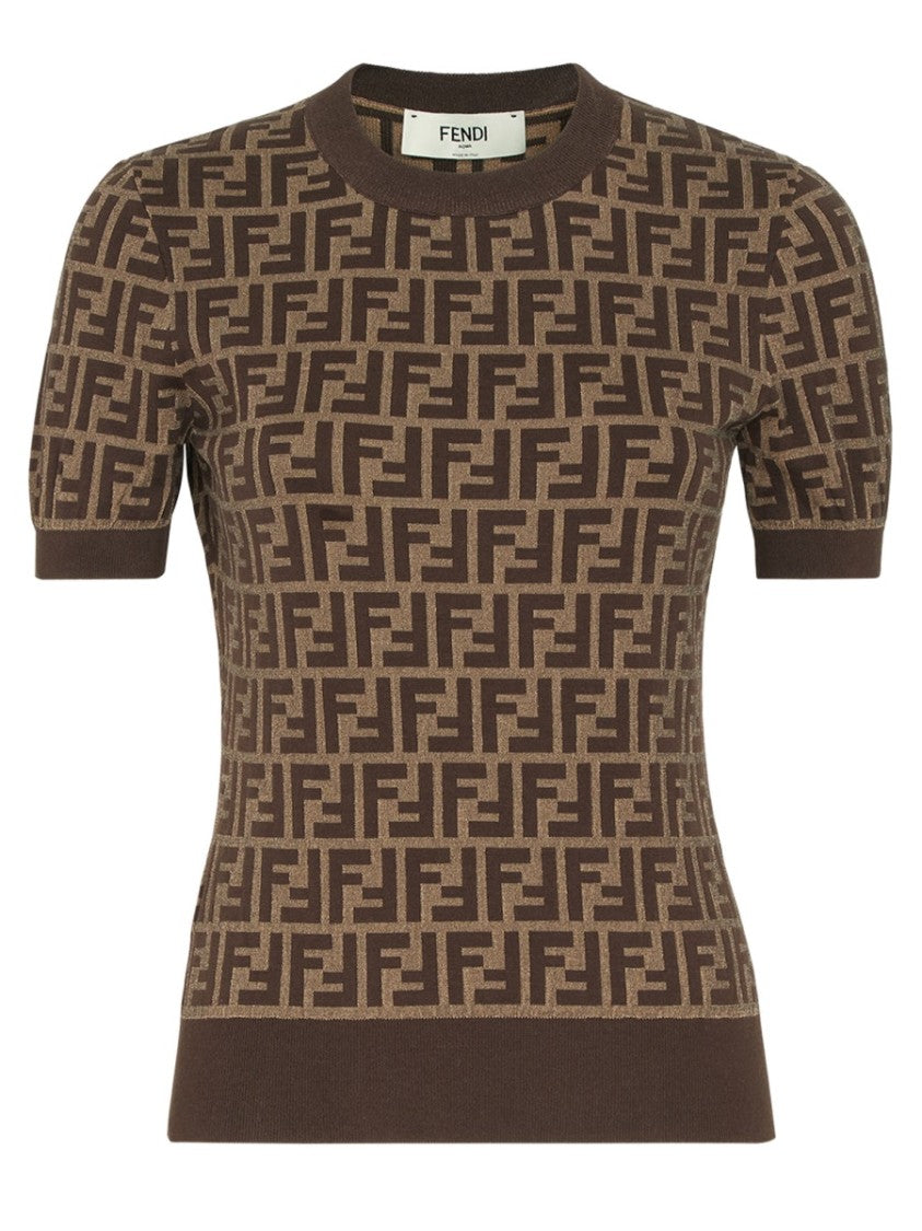 Fendi Ff Slim-Fit Patterned Cotton-Blend Top