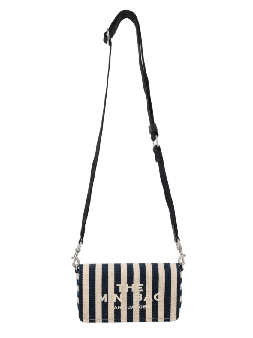 Marc Jacobs Rectangular Navy And Cream Striped Shoulder Bag With Adjustable Strap