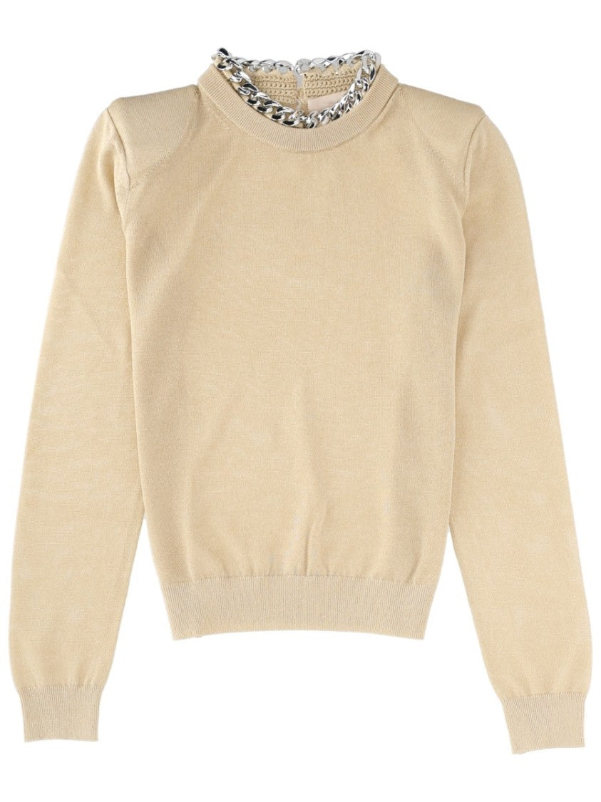 Circus Hotel Neutrals Silver Chain Fitted Sweater