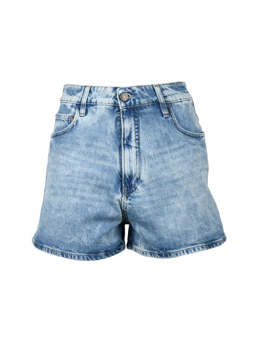 Cycle Blue Cotton Lyocell Elastane High-Waisted Shorts