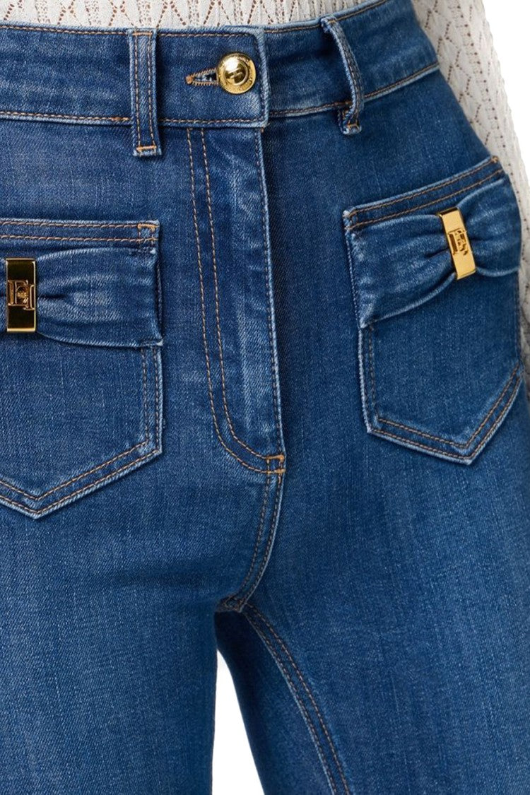 Elisabetta Franchi Flared High-Waisted Denim Jeans