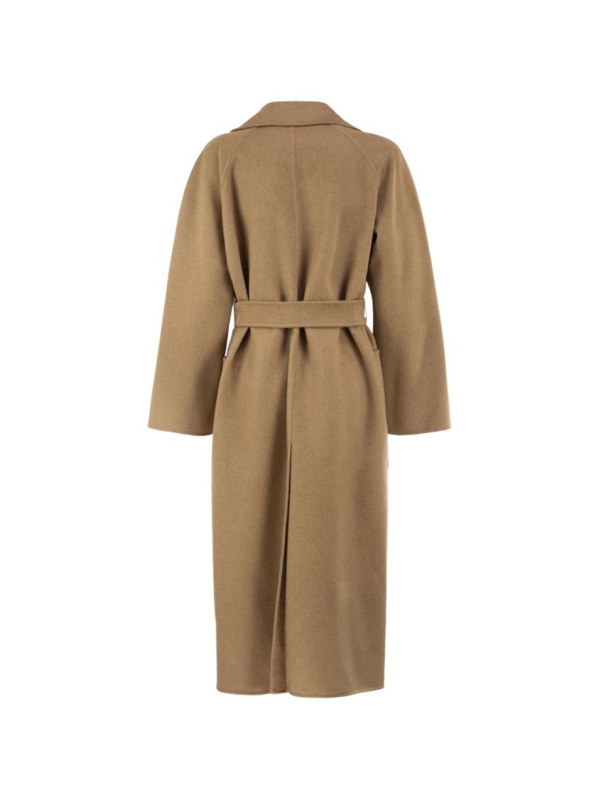 Max Mara Classic Lapel Self-Tie Belt Silk-Nylon Wrap Coat