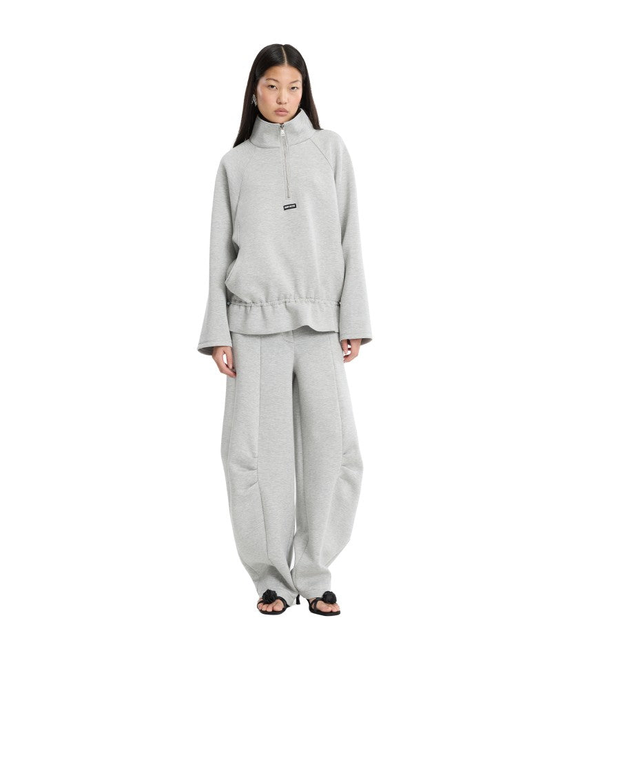 Rotate Half Zip Light Grey Melange Scuba Jacket