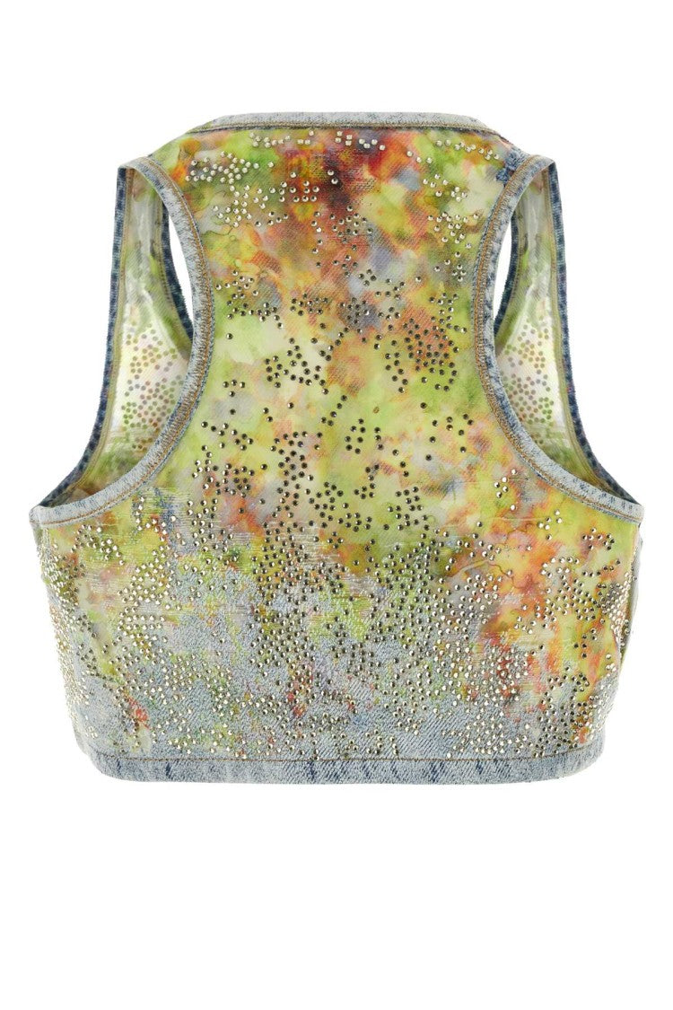 Diesel Embellished Denim De-Detop-Fse Crop-Top