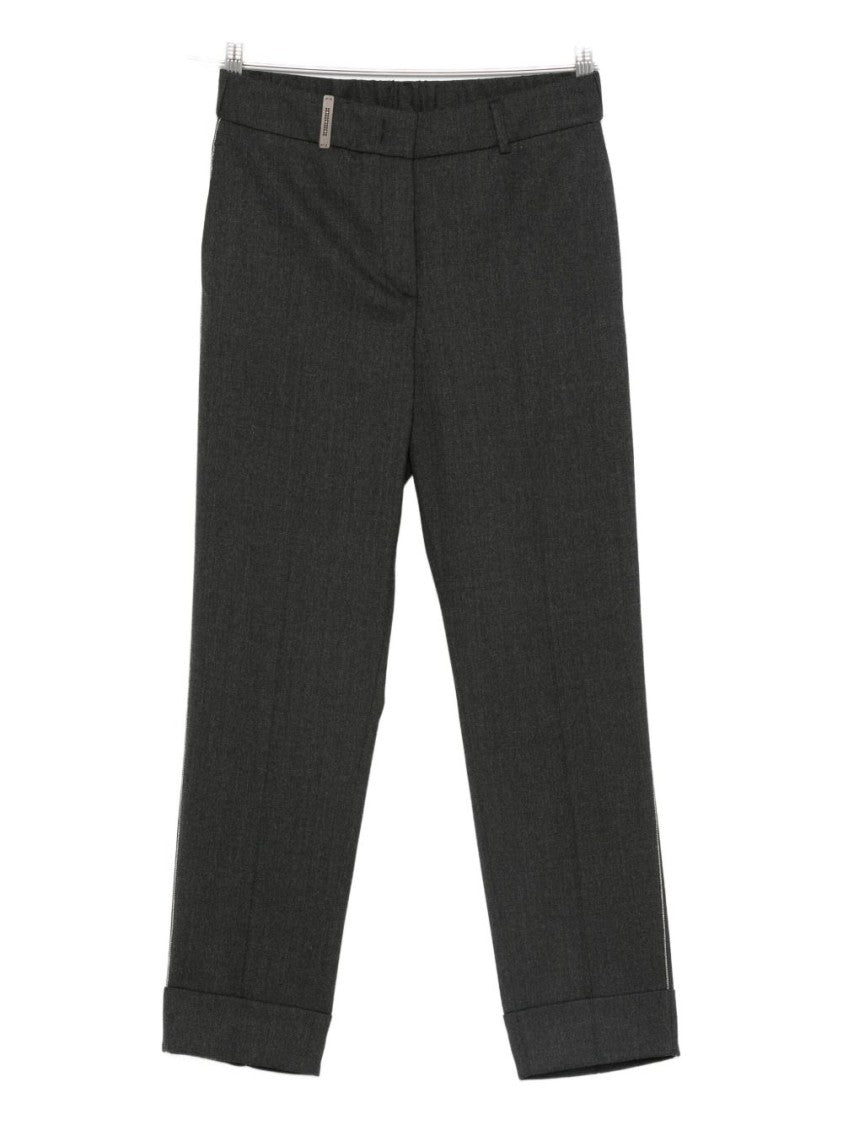 Peserico Heathered Gray Cropped Trousers With Tailored Fit