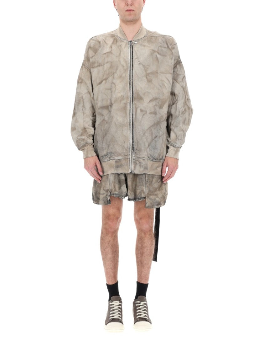 Drkshdw By Rick Owens Jumbo Flight Washed Distressed Bomber Jacket