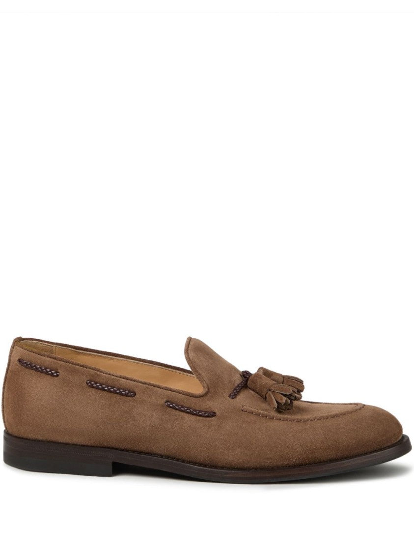 Brunello Cucinelli Brown Suede Slip-On Flat Shoes