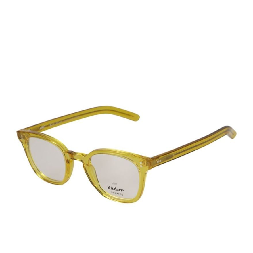 Kador Klassiko Translucent Yellow Square Eyeglasses With Slim Temples