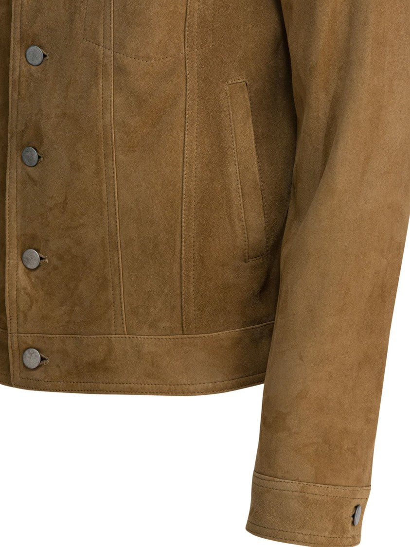 Altum Beige Cow Leather Jacket With Structured Collar