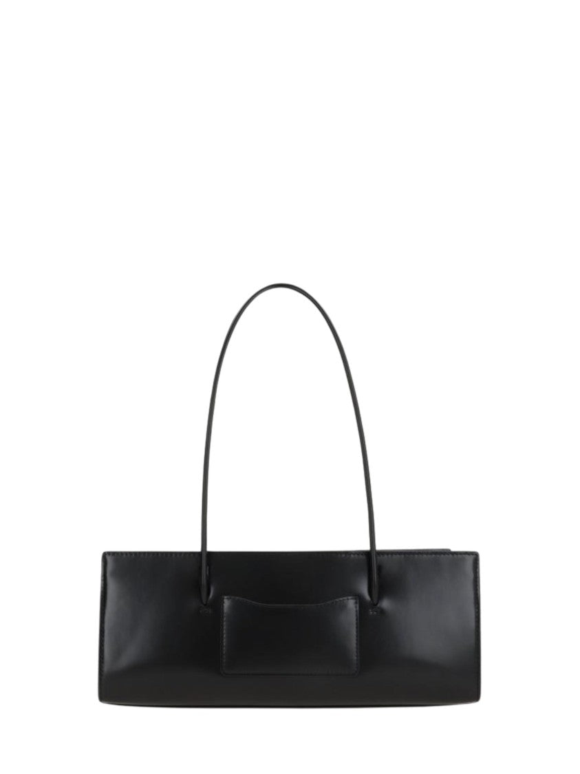 Marc Jacobs Black Metal Lettering Leather Shoulder Bag