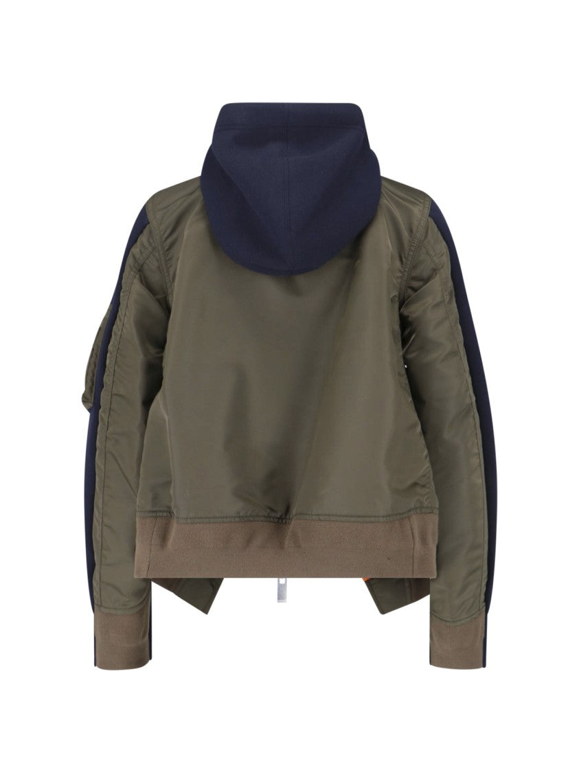 Sacai Navy/Green Double Zip Fabric Hoodie