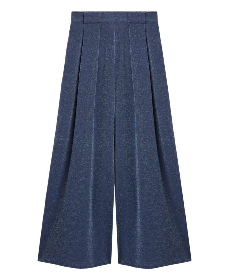 Momonì Lurex Front-Pleat Wide-Leg Pants