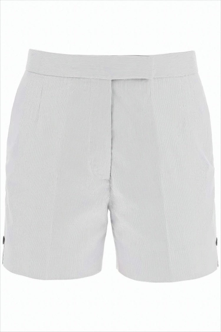 Thom Browne Tailored Pinstripe Shorts With High Waist And Button Details