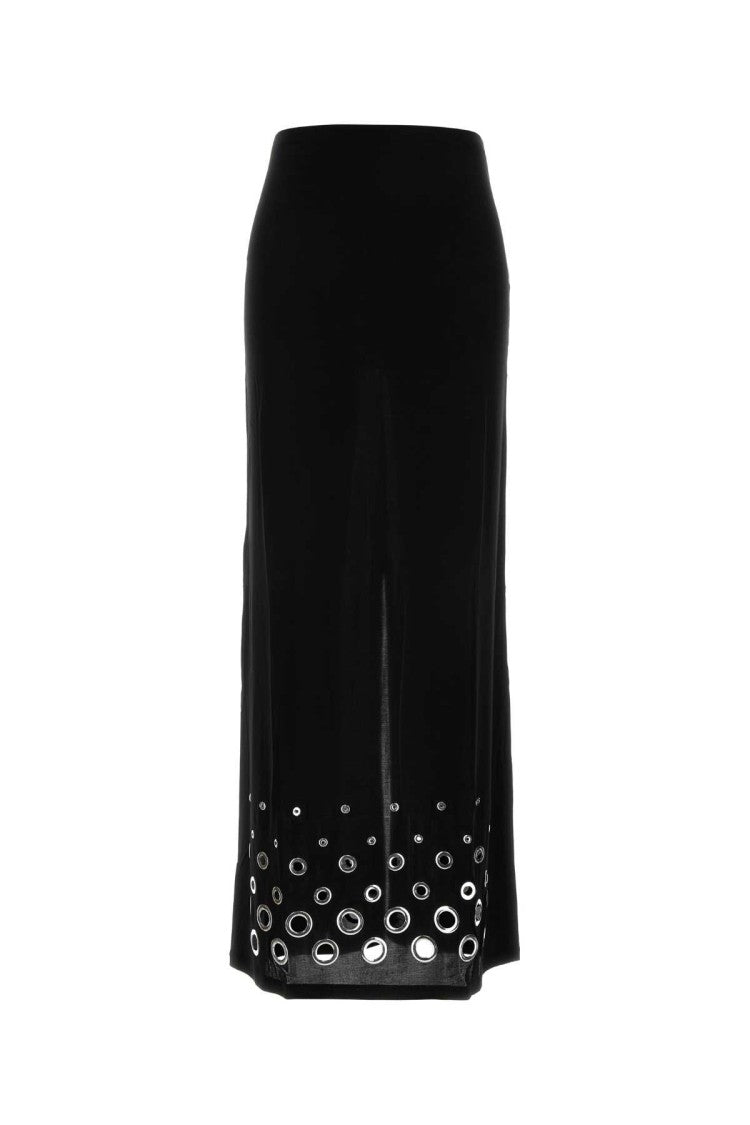 Paco Rabanne Black Stretch Cupro Skirt