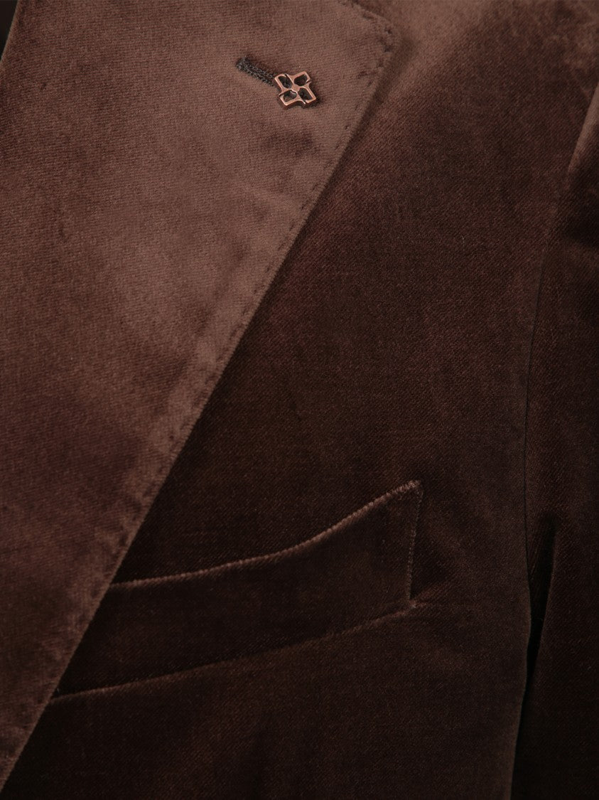 Tagliatore Velvet Blazer With Classic Lapels And Flap Pockets