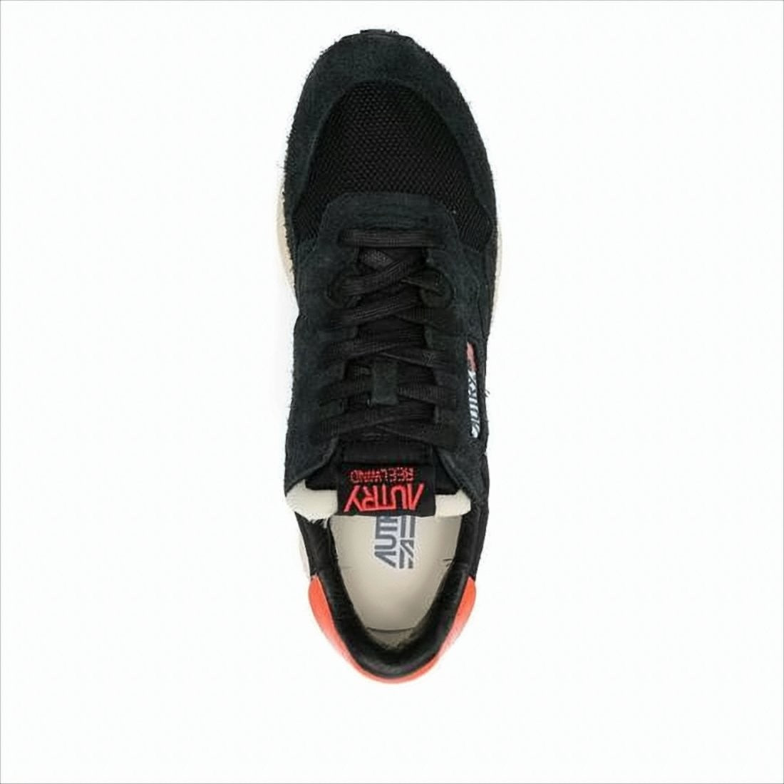 Autry Black Sneakers With Orange Accents And Textured Sole