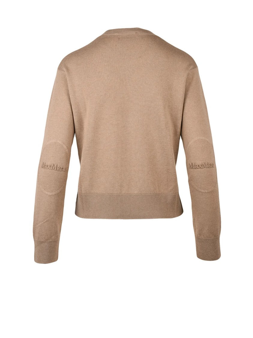 Max Mara Taupe Wool Underlayer Sweater With Ribbed Cuffs