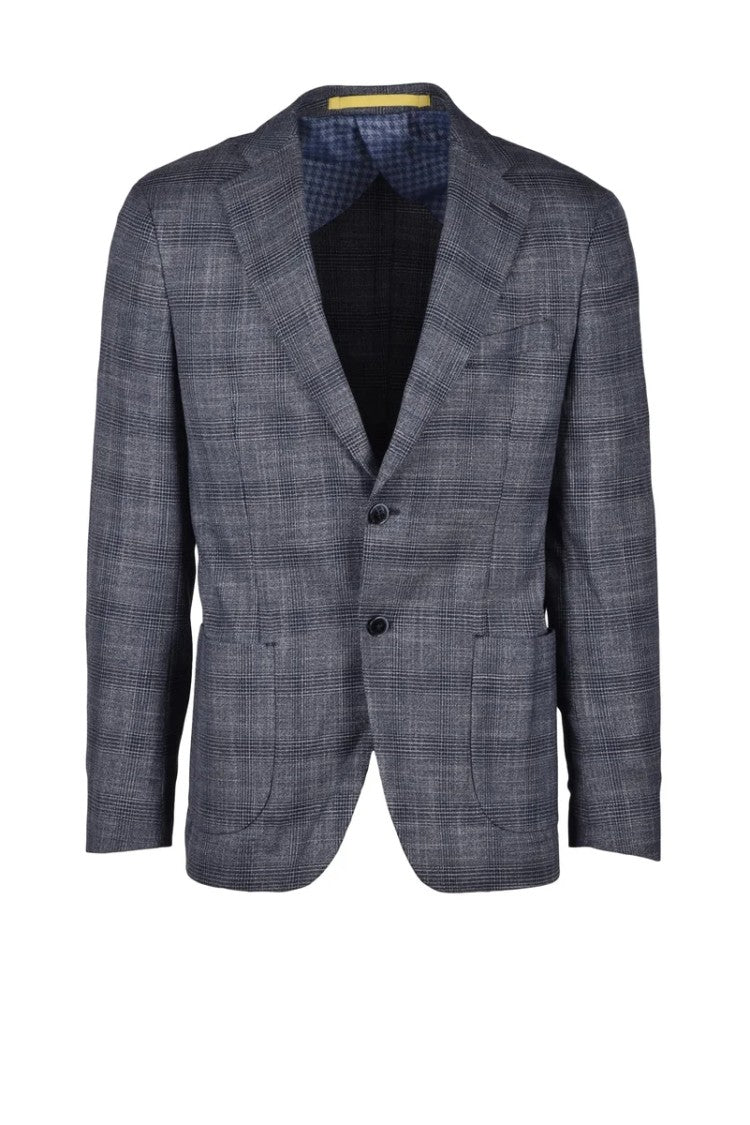 Lebole Grey/Black Polyester Viscose Jacket Men's