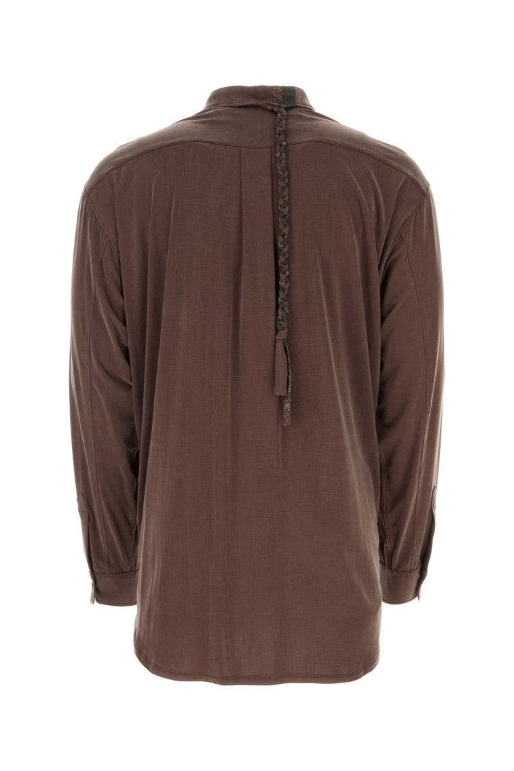 Magliano Chocolate Stretch Cupro Liquid Shirt