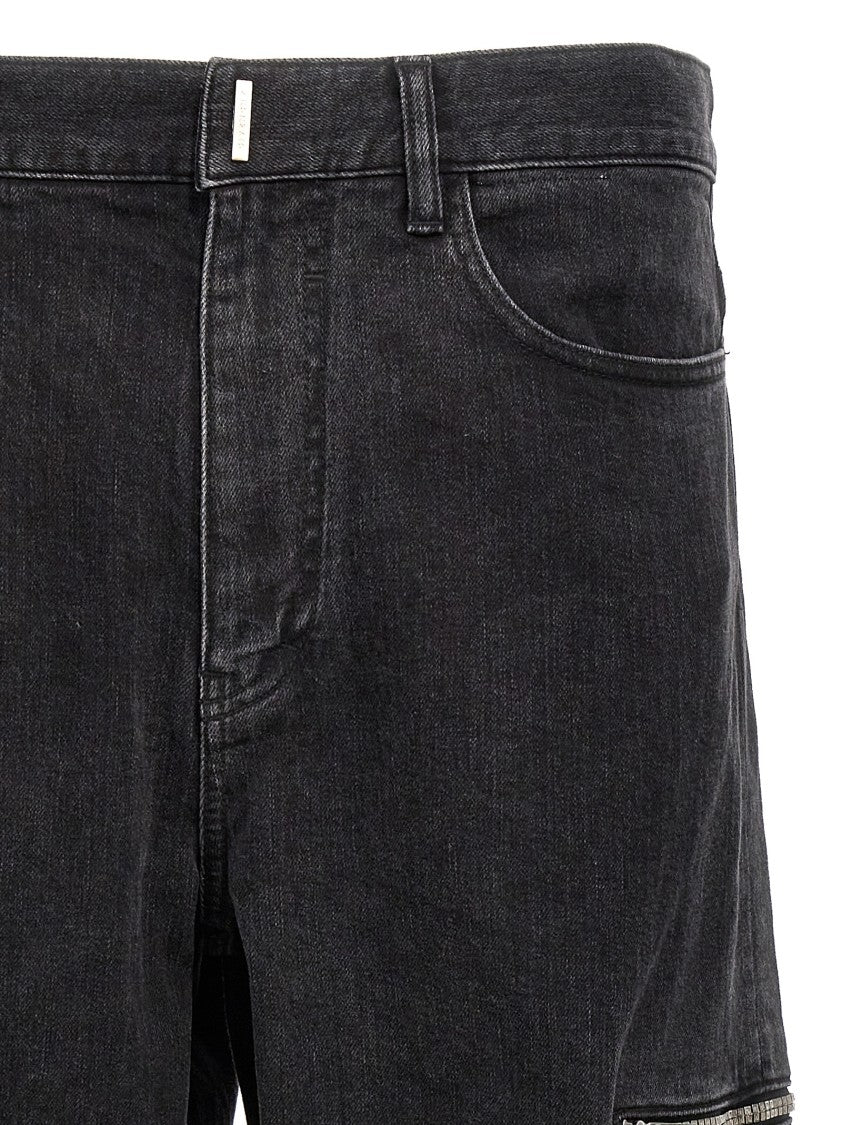 Givenchy Black Denim Cargo Jeans With 4G Print