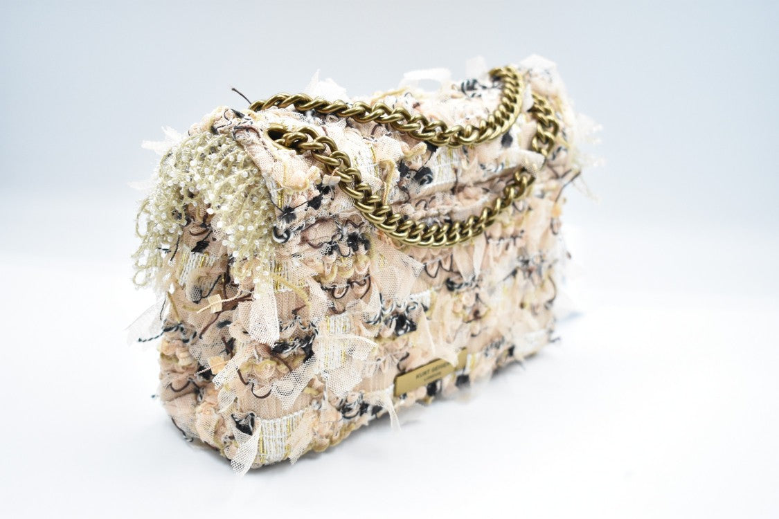 Kurt Geiger Structured Beige Handbag Fringed Detailing